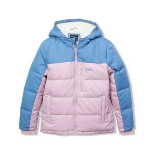Eddie Bauer Girls Classic 550 Down Jacket Pink and Blue Size Medium